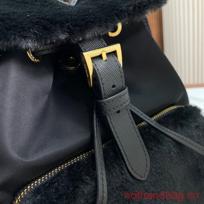 Prada Re-Nylon and shearling backpack 1BZ074 black