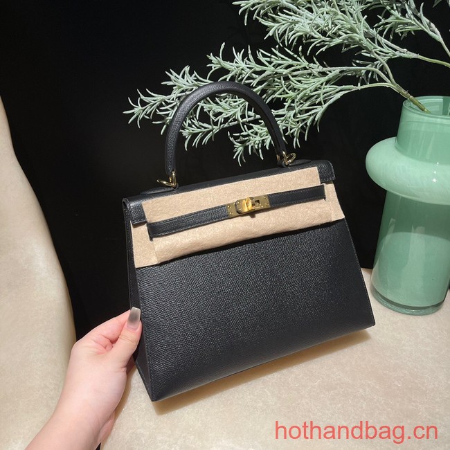 Hermes original Kelly Epsom Leather KL25 black