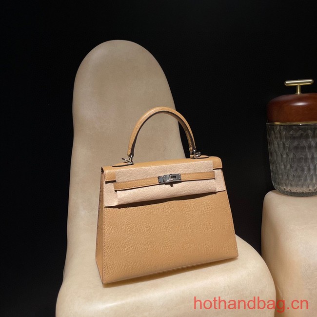 Hermes original Kelly Epsom Leather KL25 gold brown