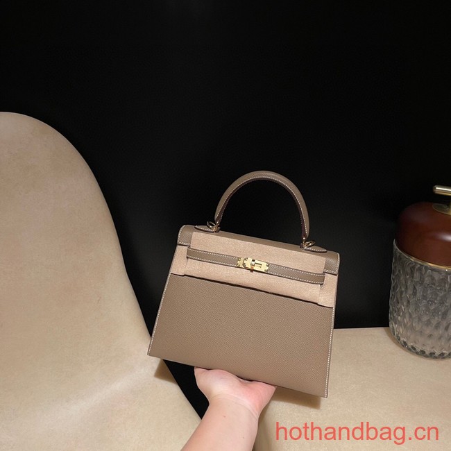 Hermes original Kelly Epsom Leather KL25 gray