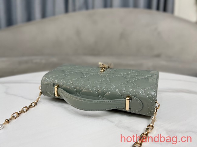 MISS DIOR MINI BAG Patent Cannage Calfskin S0980O gray