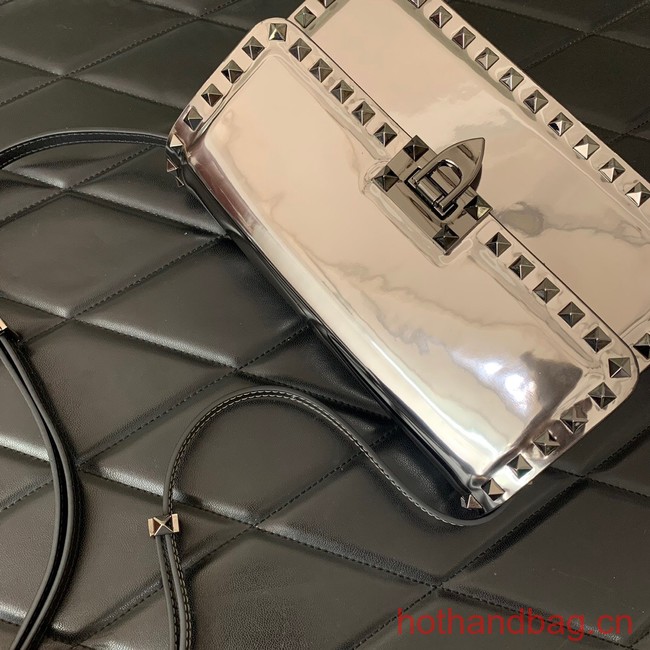 VALENTINO GARAVANI ROCKSTUD23 calfskin bag AZS098 silver&gray