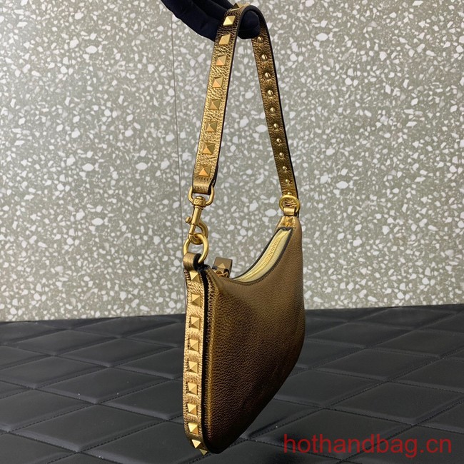 VALENTINO Rockstud calfskin small HOBO bag AG098 gold