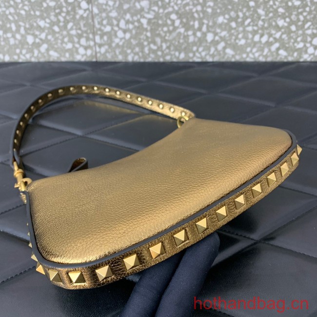 VALENTINO Rockstud calfskin small HOBO bag AG098 gold