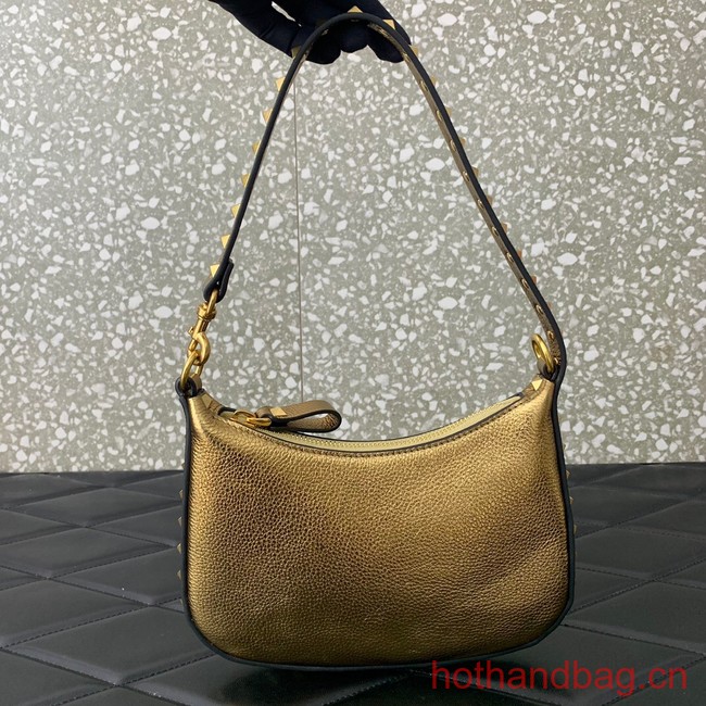 VALENTINO Rockstud calfskin small HOBO bag AG098 gold