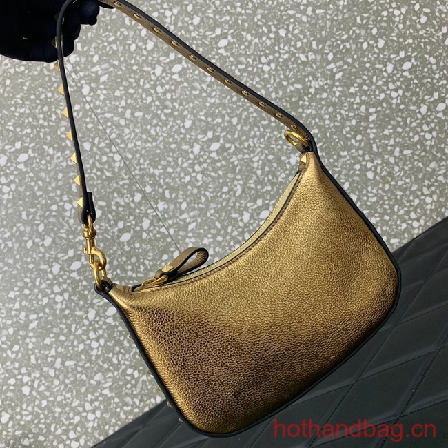 VALENTINO Rockstud calfskin small HOBO bag AG098 gold