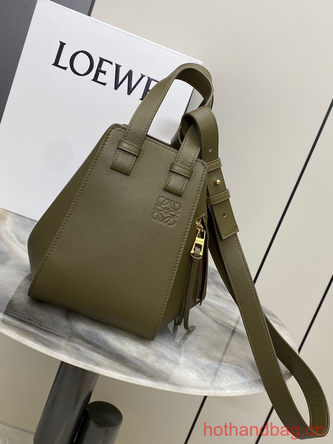 Loewe Classic Satin cow leather Hammock bag 96553 dark green