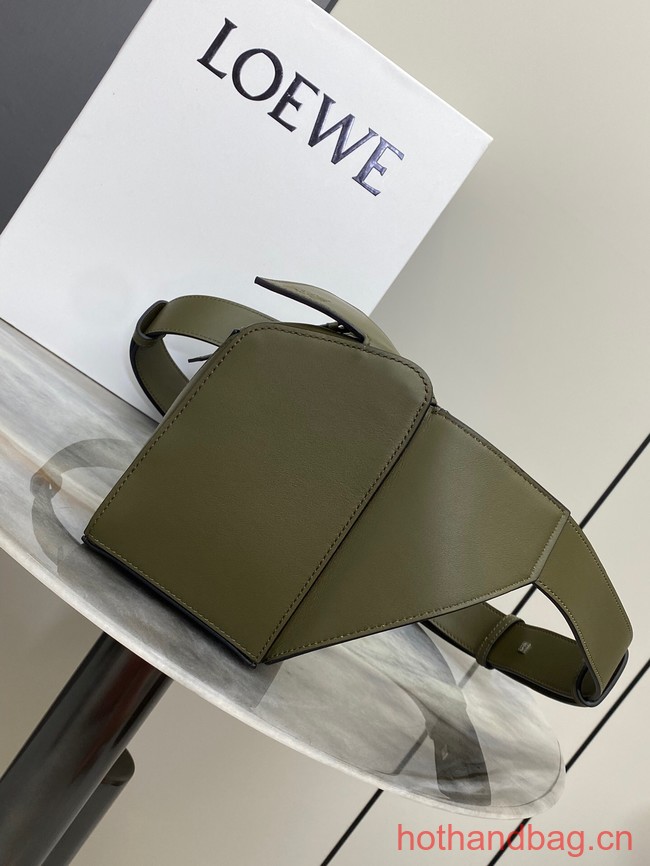 Loewe Small Classic Leather Puzzle Fanny Pack 02963 dark green