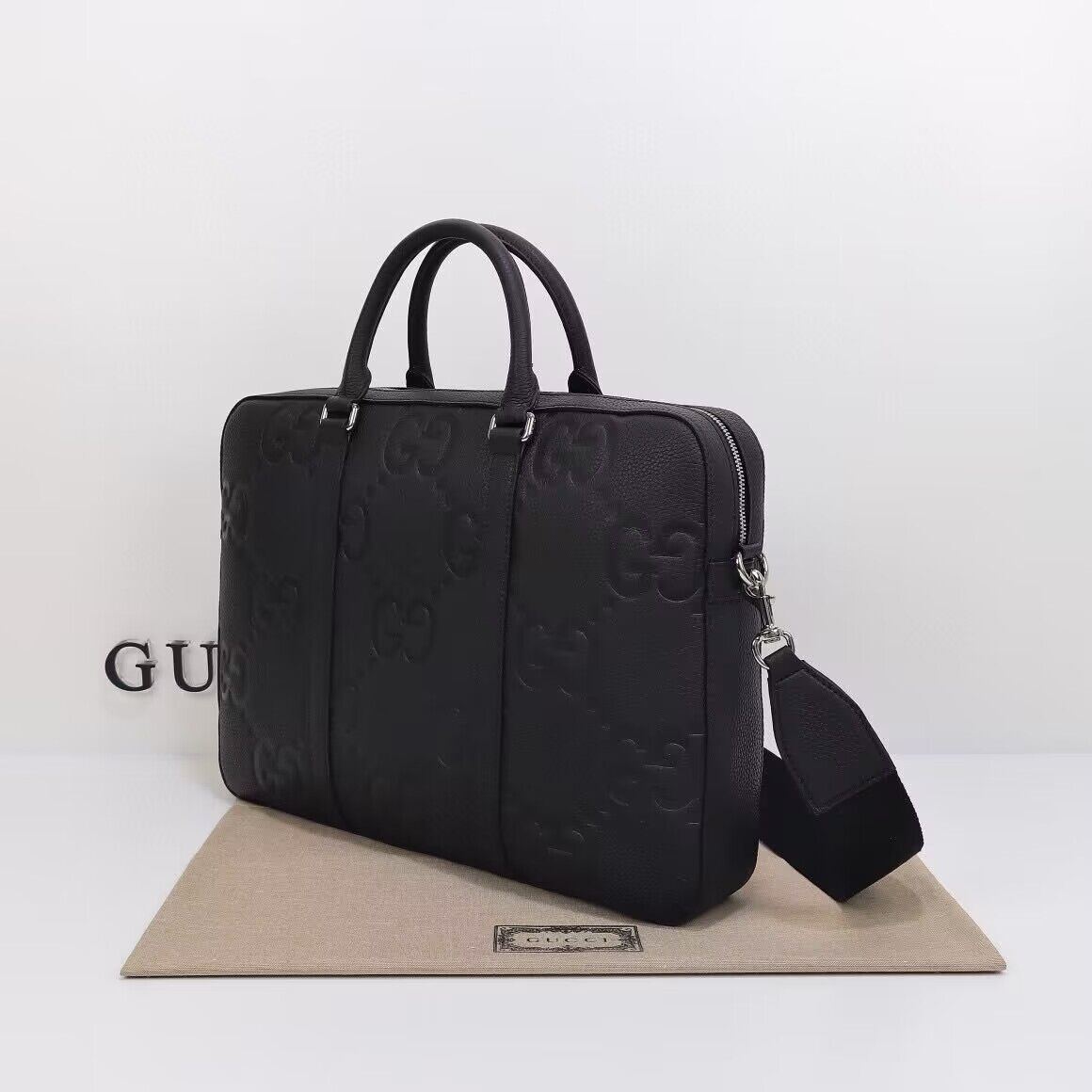 Gucci Jumbo GG Leather Briefcase 658573 Black 