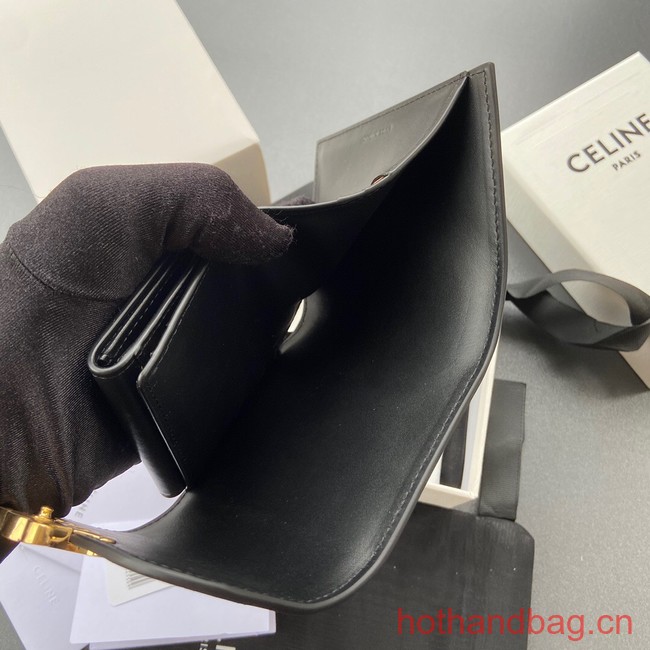 Celine SMALL WALLET TRIOMPHE IN SHINY CALFSKIN 10D783 BLACK