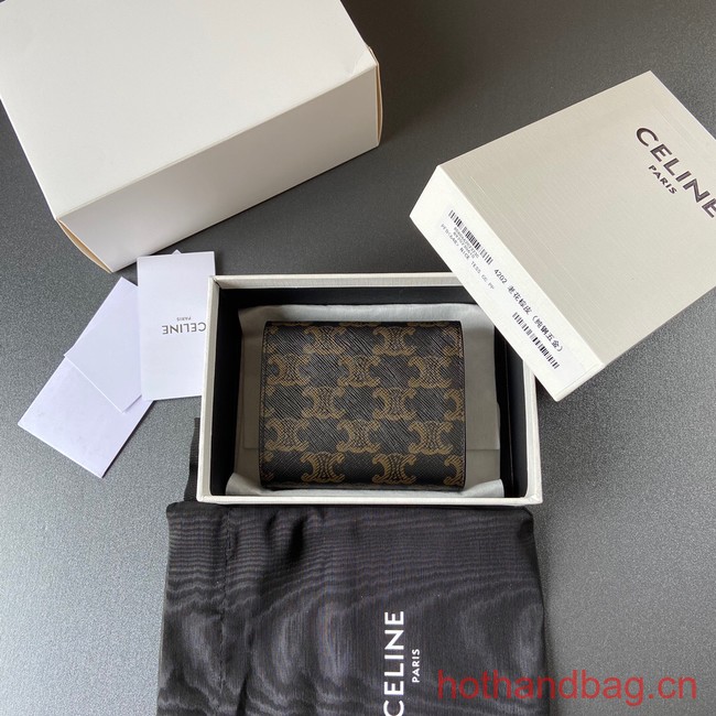 Celine SMALL WALLET TRIOMPHE IN TRIOMPHE CANVAS 10D782 TAN