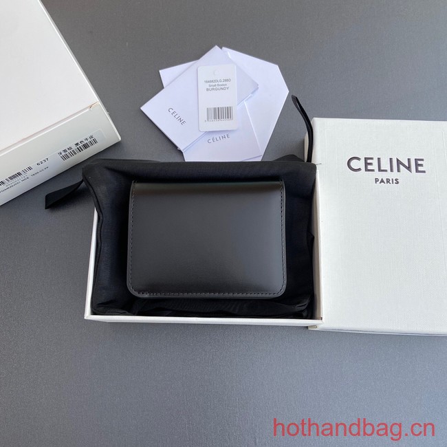 Celine TRIOMPHE COMPACT WALLET IN SHINY CALFSKIN 10K623 BLACK