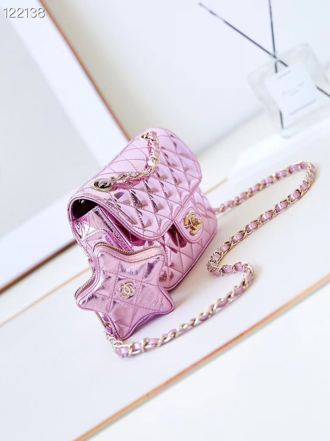 Chanel MINI FLAP BAG & STAR COIN PURSE AS4646 Pink