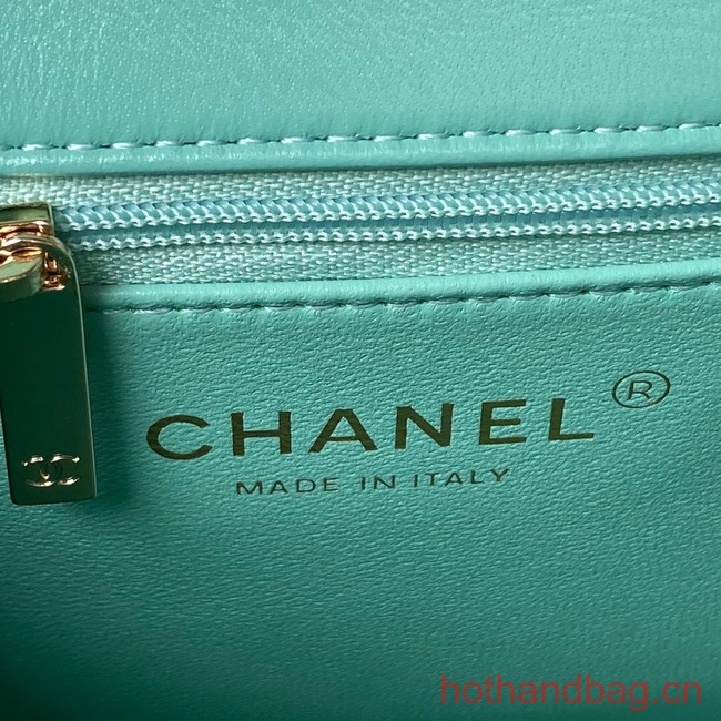 Chanel small flap bag with top handle AS4543 green