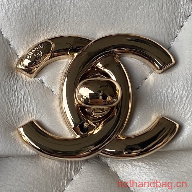 Chanel small flap bag with top handle AS4543 white