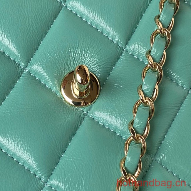 Chanel small flap bag with top handle AS4544 green