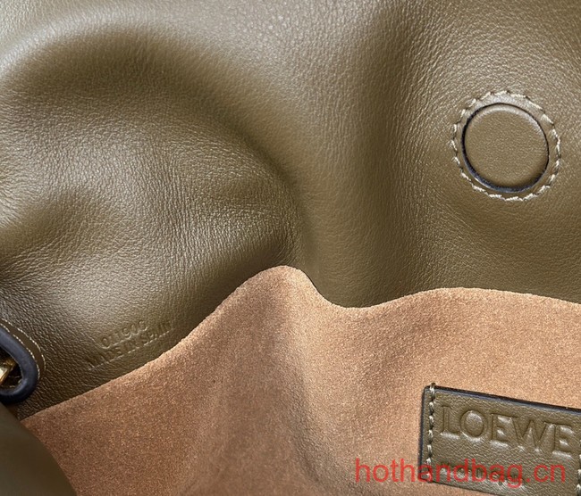 Loewe Mini Napa Leather Flamenco clutch 26941 Khaki Green