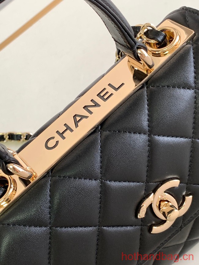 Chanel small FLAP BAG WITH TOP HANDLE AS92235 black