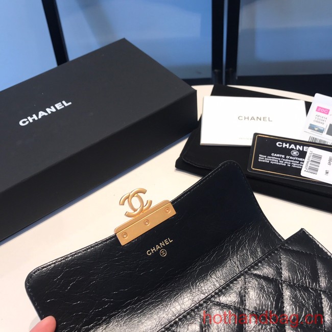 Chanel LONG FLAP WALLET Aged Calfskin & Gold-Tone Metal 81815 black