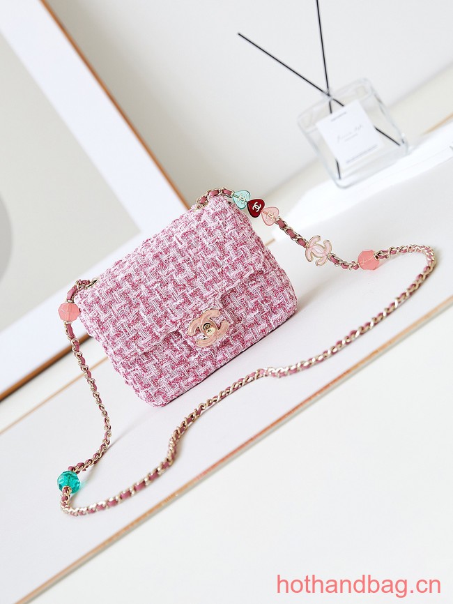 Chanel small Tweed CLASSIC HANDBAG AS3782 pink