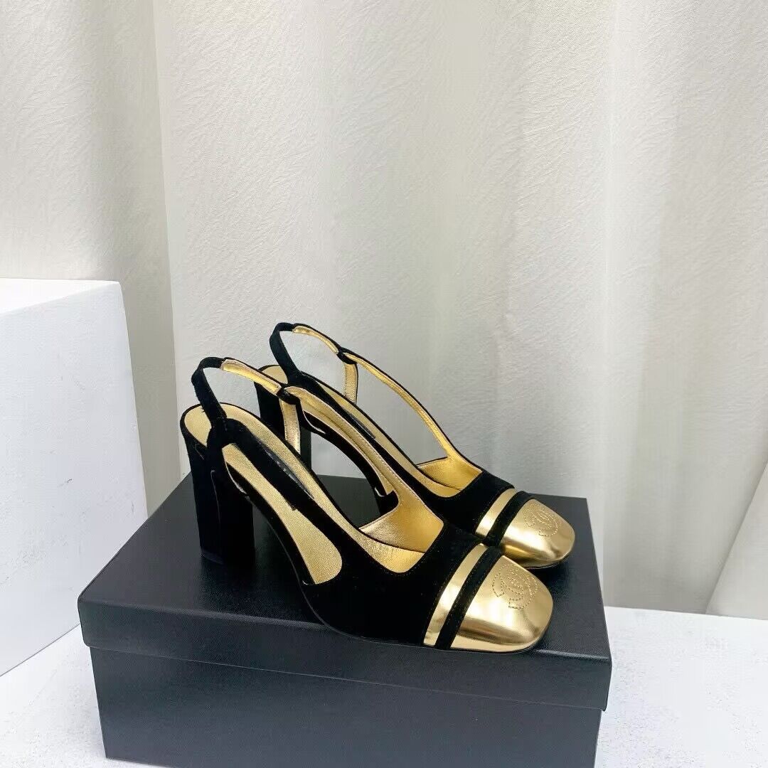 Chanel Shoes 35MM or 75MM Heels CH19032 Black&Gold