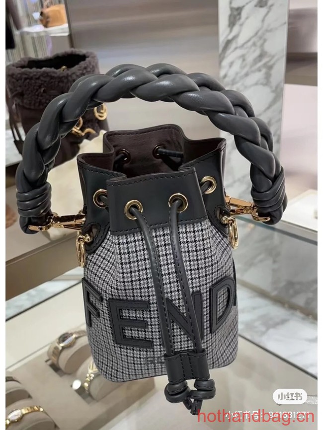 Fendi Mon Tresor fabric mini bag with FF motif 0111 gray