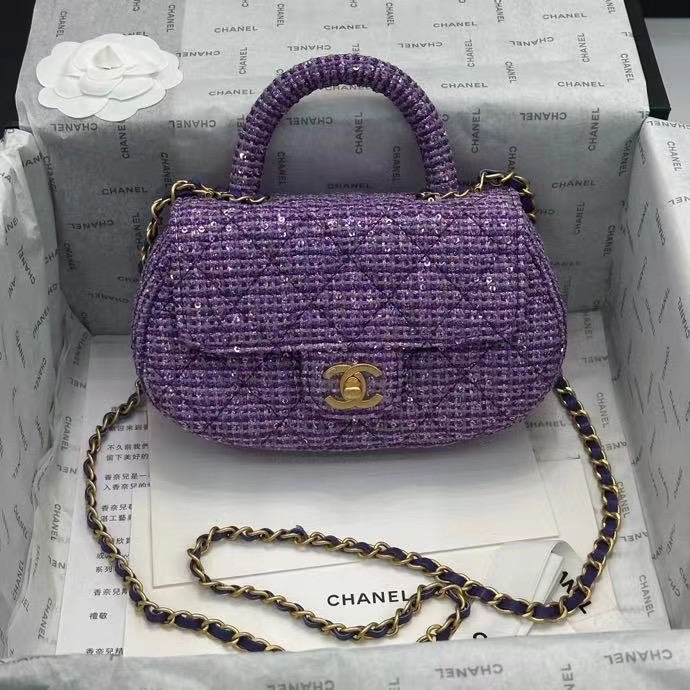 Chanel SMALL BAG WITH TOP HANDLE AS4573 Purple & Silver