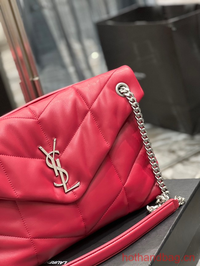 Yves Saint Laurent PUFFER SMALL CHAIN BAG IN QUILTED LAMBSKIN Y577475 red