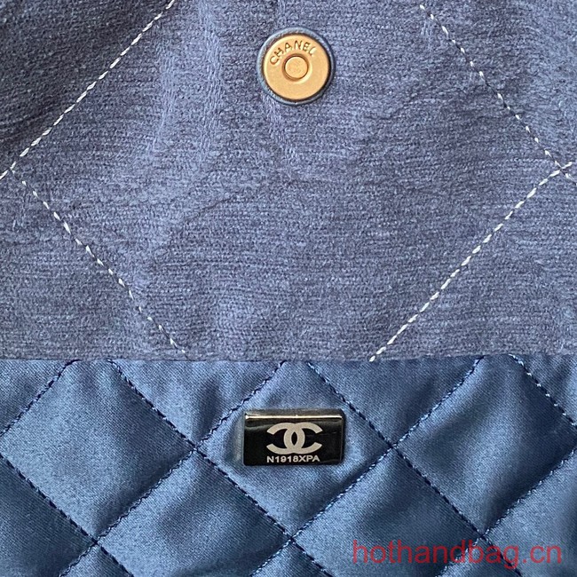 CHANEL 22 HANDBAG Tweed AS3260 blue