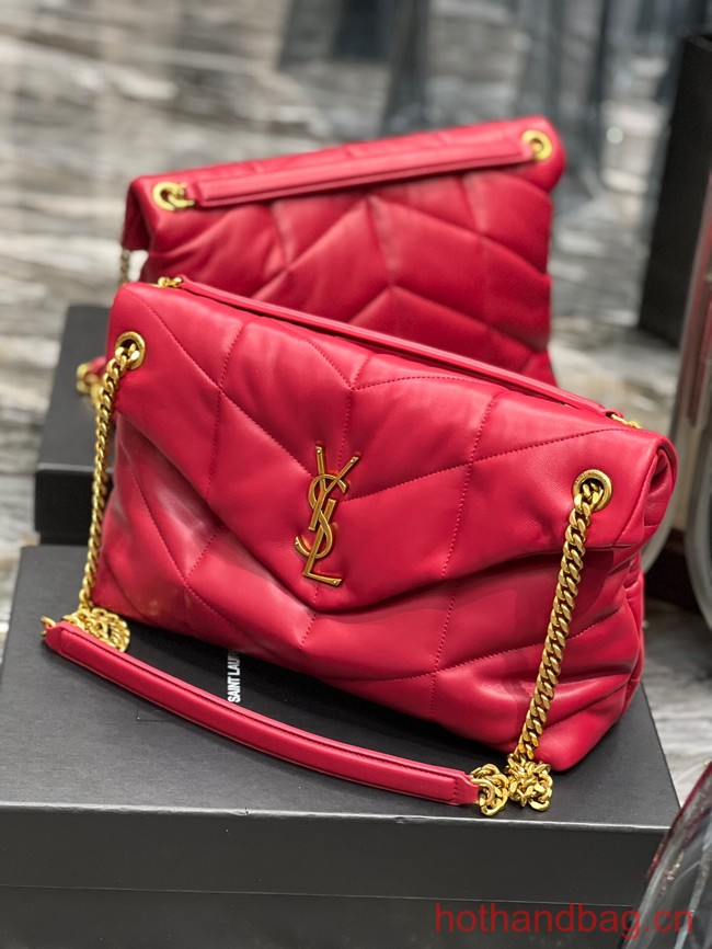 SAINT LAUREN PUFFER SMALL CHAIN BAG Y777476 red