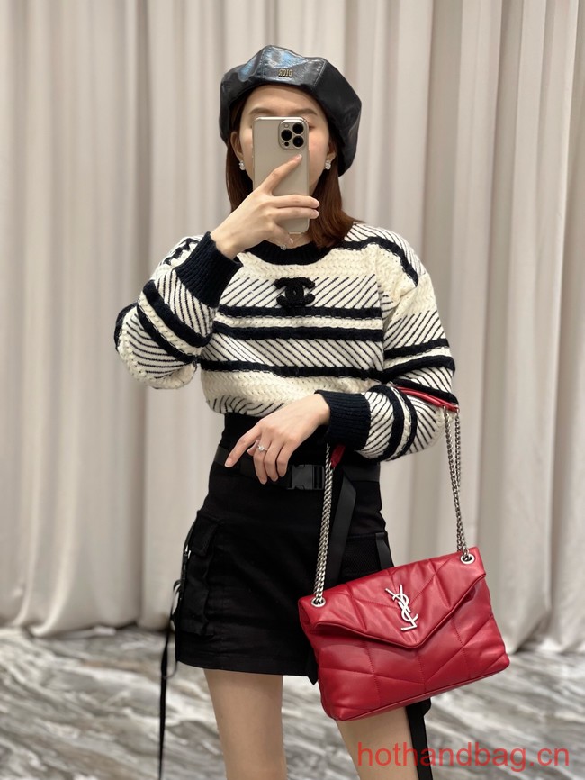 SAINT LAUREN PUFFER SMALL CHAIN BAG Y777476 red