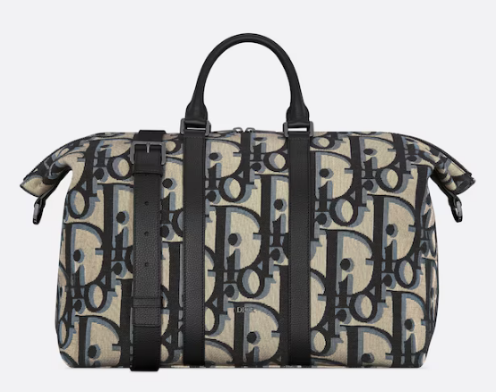 DIOR WEEKENDER 40 BAG Beige and Black Maxi Dior Oblique Jacquard 1ESDU134