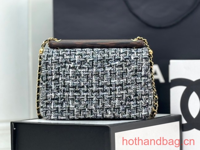 Chanel Tweed CLUTCH WITH CHAIN AS4151 black