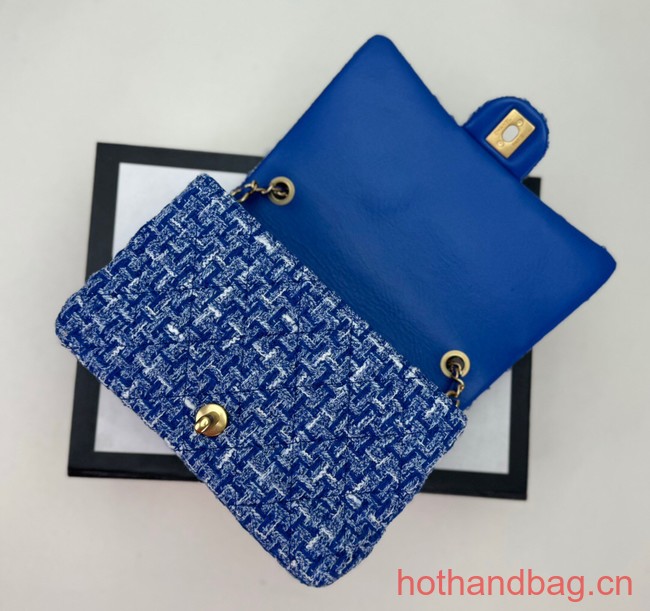 Chanel Tweed CLUTCH WITH CHAIN AS4151 blue