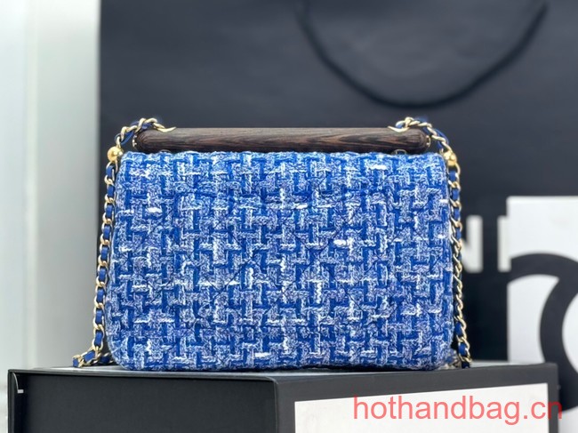 Chanel Tweed CLUTCH WITH CHAIN AS4151 blue