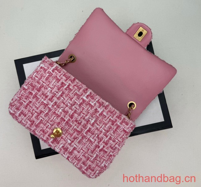 Chanel Tweed CLUTCH WITH CHAIN AS4151 pink