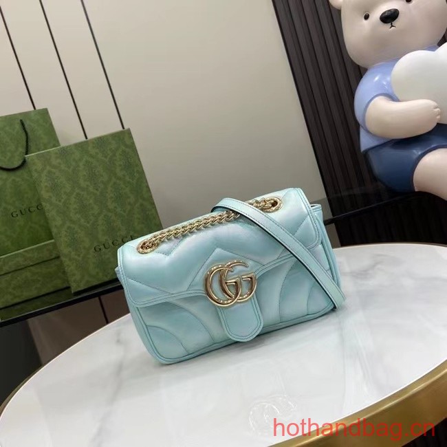 Gucci GG MARMONT MINI SHOULDER BAG 446744 Blue iridescent