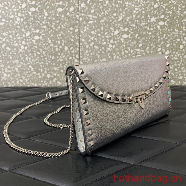 VALENTINO GARAVANI Loco Calf leather bag 0059 silver