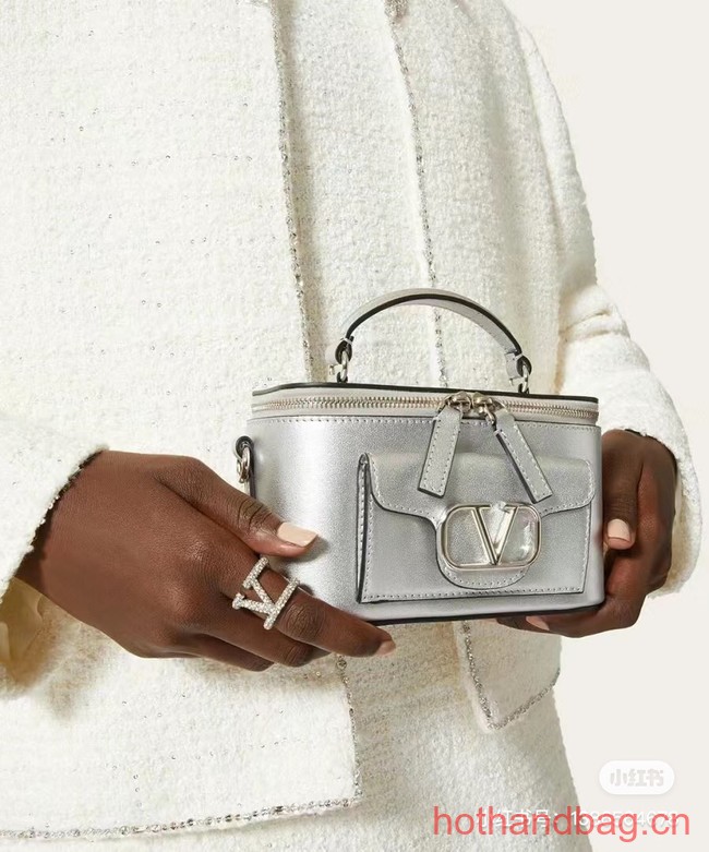 VALENTINO Mini LOCO calfskin box bag HT098 silver