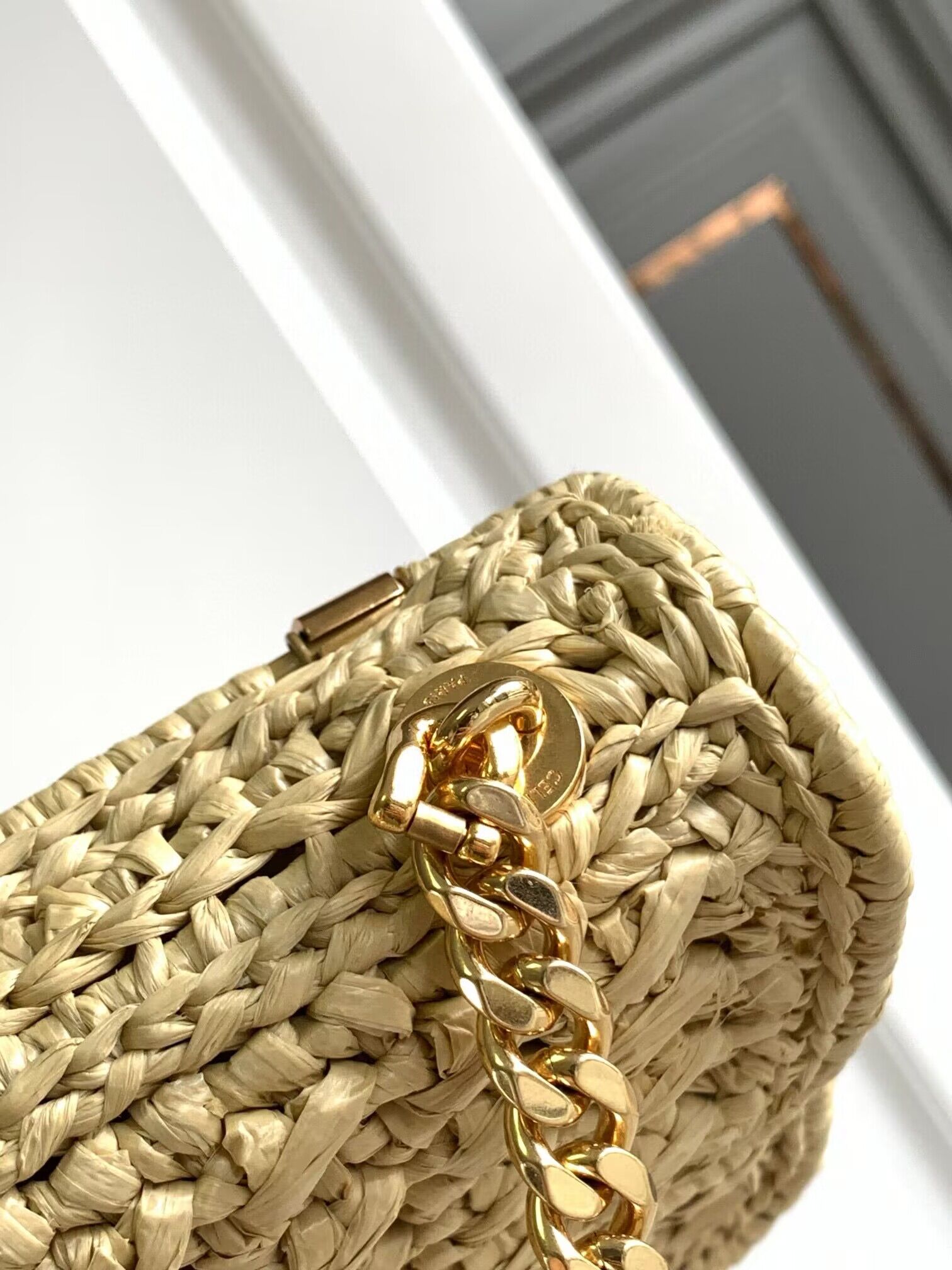 CELINE Chain Claude IN Raffia Plein Soleil Bag 197993