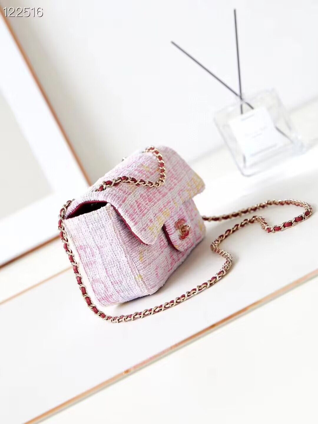 Chanel 24C Mini CocoTweed CLUTCH WITH CHAIN AS4152 Pink