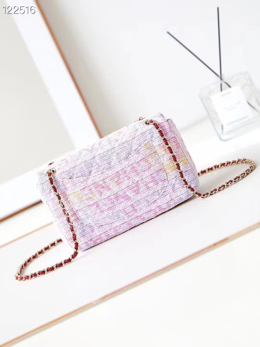 Chanel 24C Mini CocoTweed CLUTCH WITH CHAIN AS4152 Pink