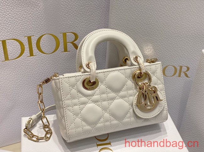 Dior mini Lady D-Joy Bag Cannage Lambskin 9230 white