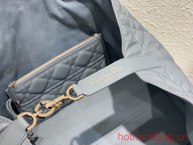 Medium Dior Toujours Bag Stone Gray Macrocannage Calfskin M2821O