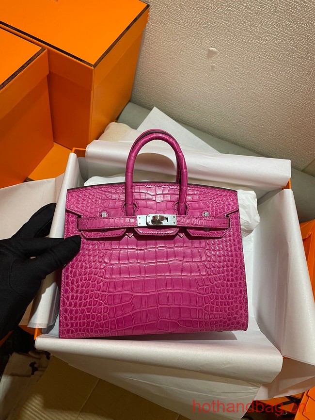 Hermes Birkin 25CM Original Crocodile Leather Bag 5533 Fuchsia