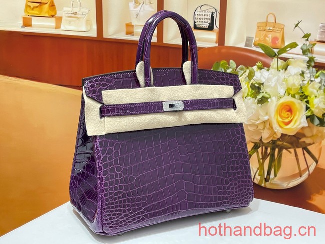 Hermes Birkin 30CM Original Crocodile Leather Bag 5530 Deep Purple