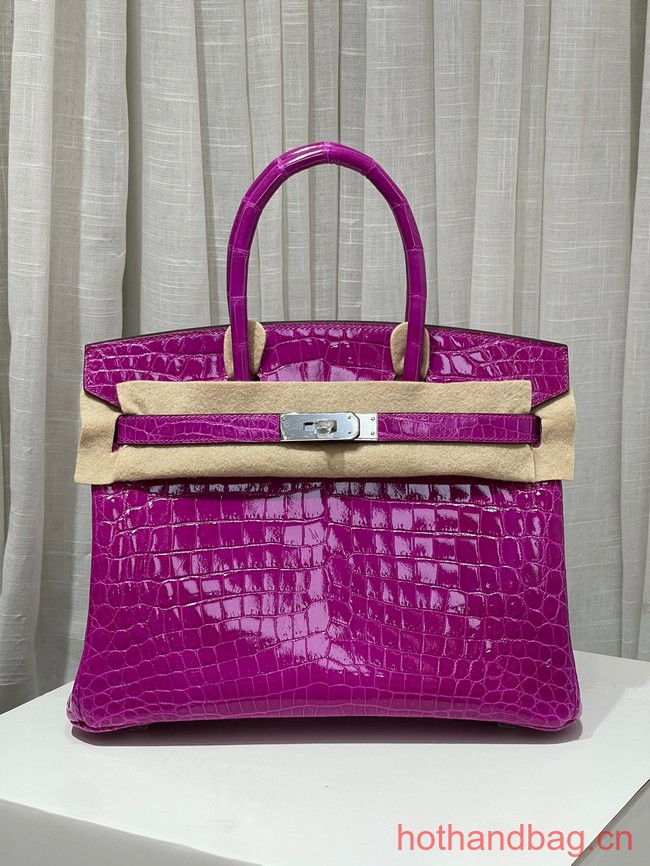 Hermes Birkin 30CM Original Crocodile Leather Bag 5530 Fuchsia