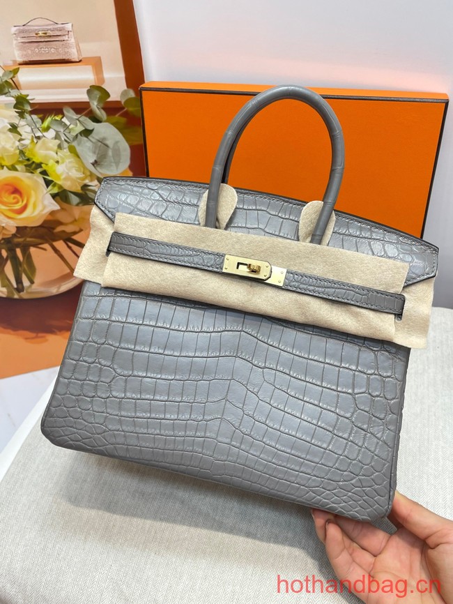 Hermes Birkin 30CM Original Crocodile Leather Bag 5530 gray