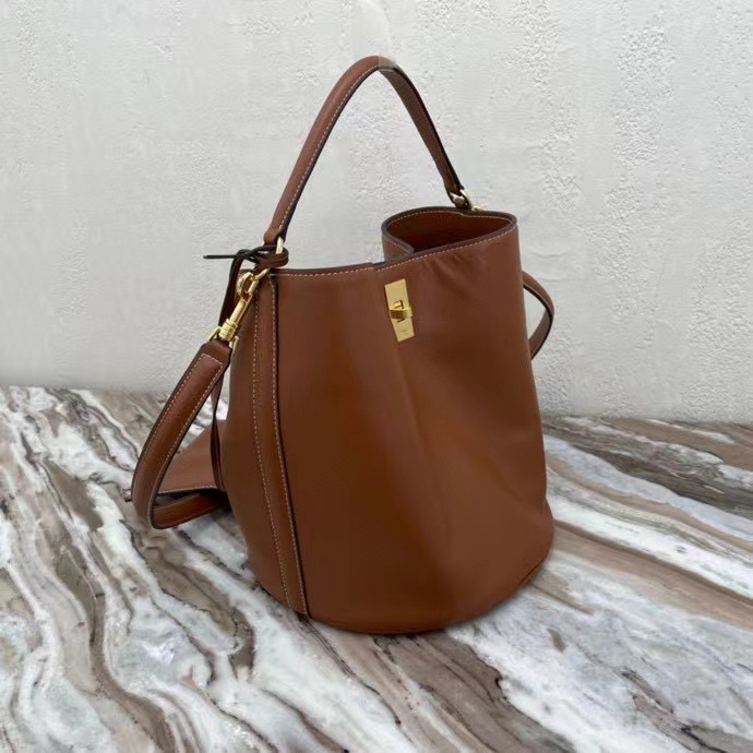 Celine BUCKET 16 BAG IN SUPPLE GRAINED CALFSKIN 195573 brown