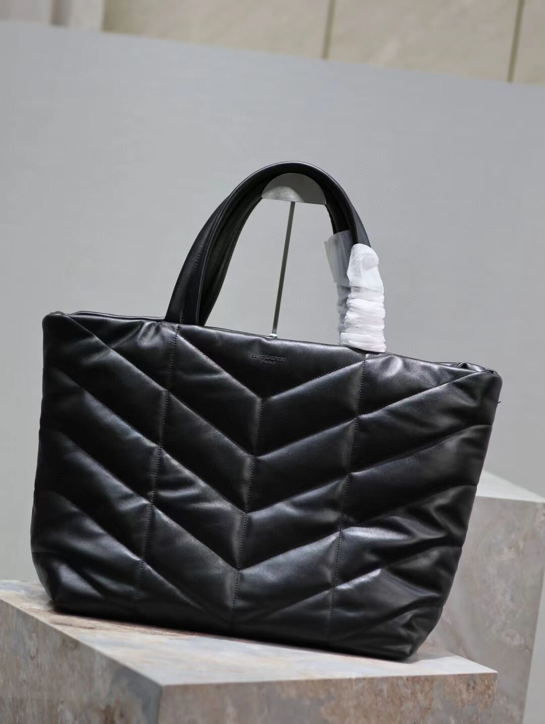 SAINT LAURENT TOTE IN SILKTECH CANVAS Y577729-1 BLACK